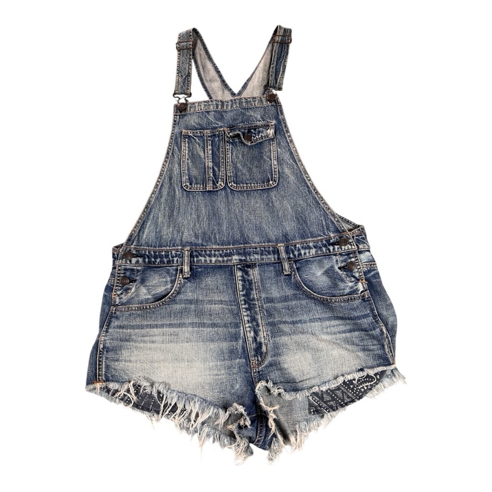 American Eagle Shortalls Overall Shorts Denim Women's Frayed Fringe Large